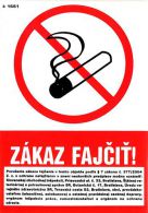 I 1661 SS Zákaz fajčiť ! +znenie zákona 374/2004 samolep.pod. A6