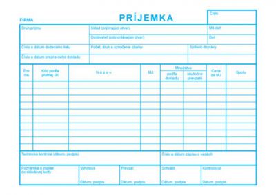 124 Príjemka A5-100 listov - samoprepis